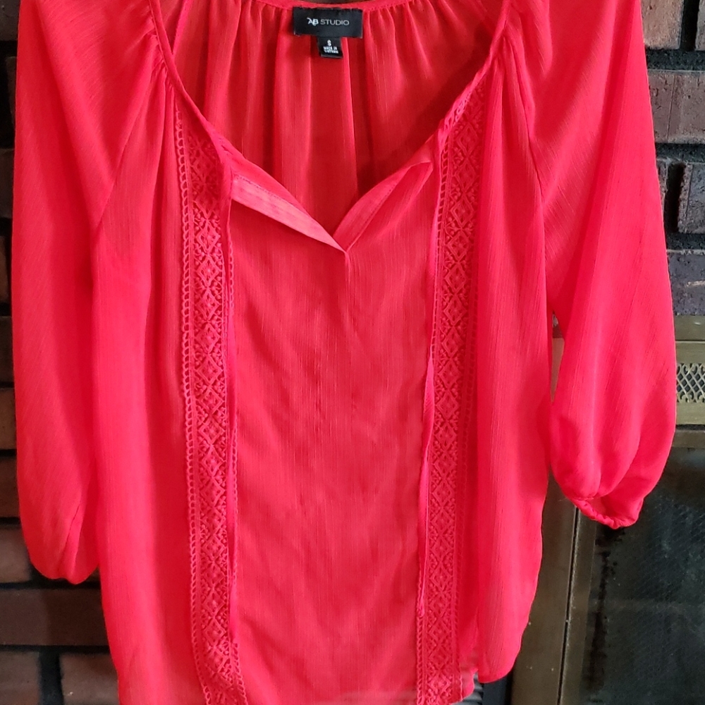 Red see through blouse